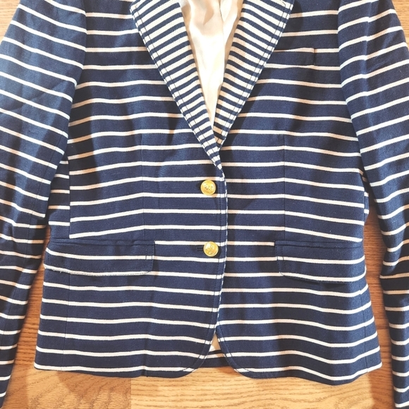 J. Crew Navy Striped Women's Schoolboy Blazer, Size 6 - Picture 2 of 7